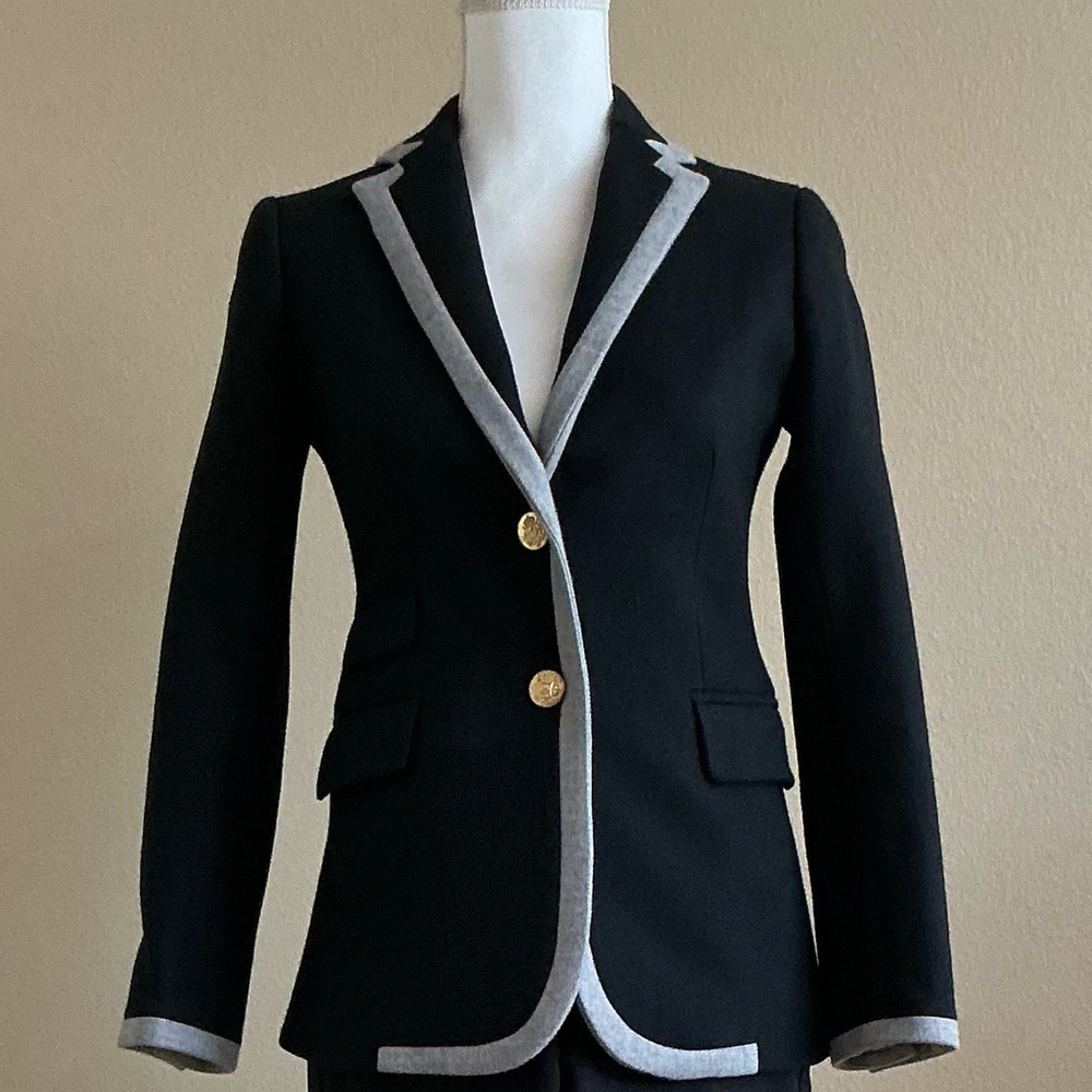 J. Crew Black Blazer with Gray Trim Suit Set
